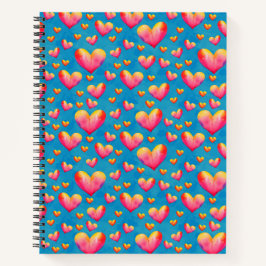 Cuaderno en espiral de corazones en acuarela multi