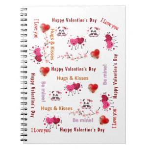 Cuaderno en espiral de corazones para parejas feli