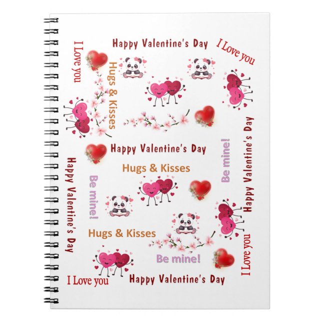 Cuaderno en espiral de corazones para parejas feli (Frente)