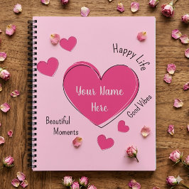 Cuaderno en espiral de corazones personalizados Li