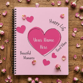 Cuaderno en espiral de corazones personalizados Li
