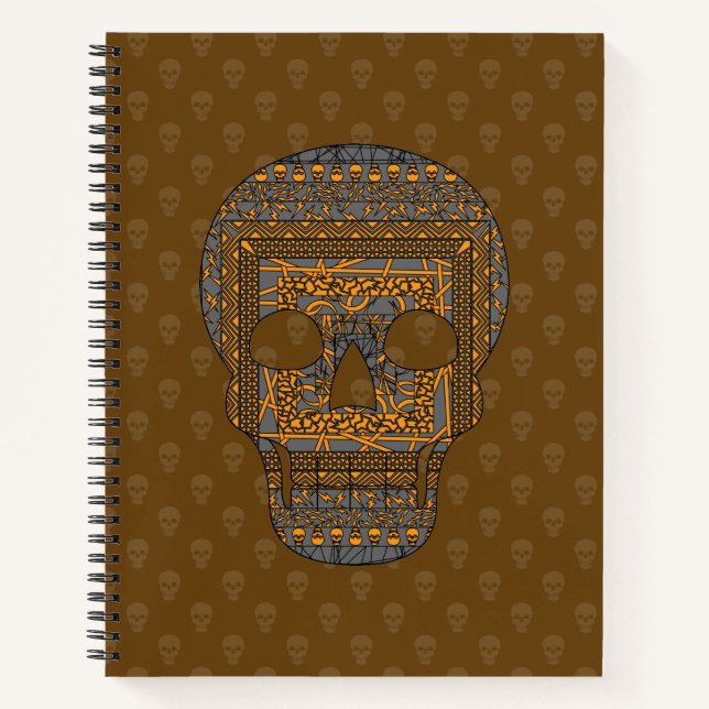Cuaderno en espiral de cráneo de Halloween (Anverso)