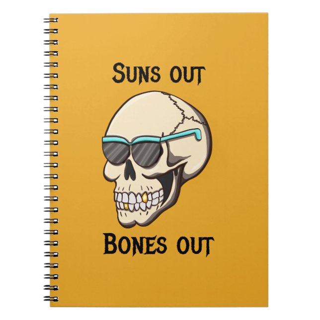 Cuaderno en espiral de cráneo Suns Out Bones Out (Frente)