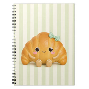 Cuaderno en espiral de croissant Kawaii lindo