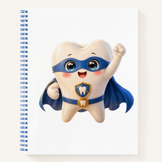 Cuaderno en espiral de dientes de superhéroe lindo (Anverso)