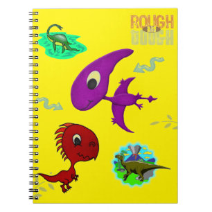 Cuaderno en espiral de dinosaurio amarillo lindo 