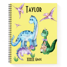 Cuaderno en espiral de dinosaurios coloridos lindo
