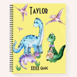 Cuaderno en espiral de dinosaurios coloridos lindo