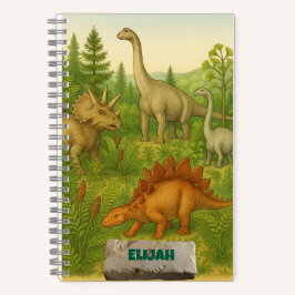 Cuaderno en espiral de dinosaurios prehistóricos y