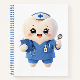 Cuaderno en espiral de enfermera de dientes linda