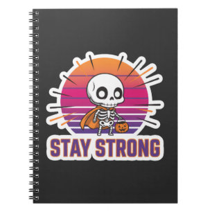 Cuaderno en espiral de esqueleto lindo y fuerte