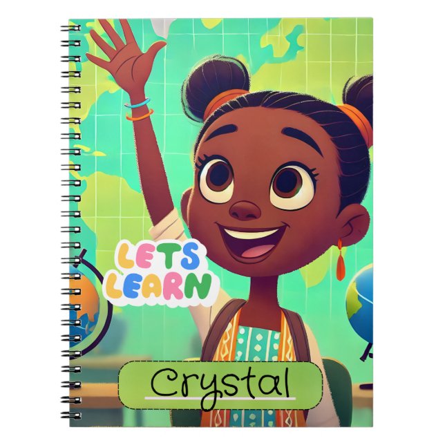 Cuaderno en espiral de estética de niña negra lind (Frente)