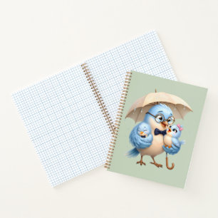 Cuaderno en espiral de familia de pájaros lindos