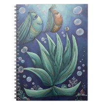 Cuaderno en espiral de fantasía submarina estética