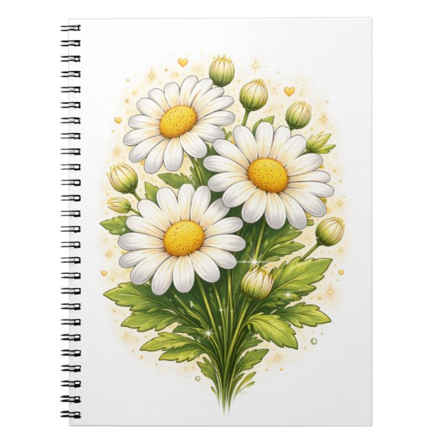 Cuaderno en espiral de flor de margarita (Frente)