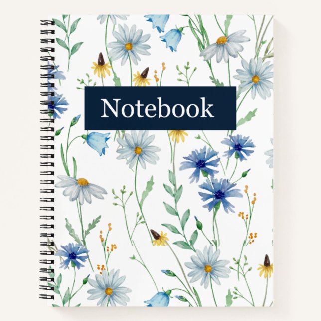Cuaderno en espiral de flor silvestre azul 🌸 (Anverso)