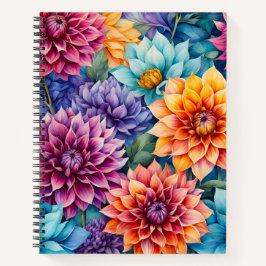 Cuaderno en espiral de flores de jardín de cabaña 