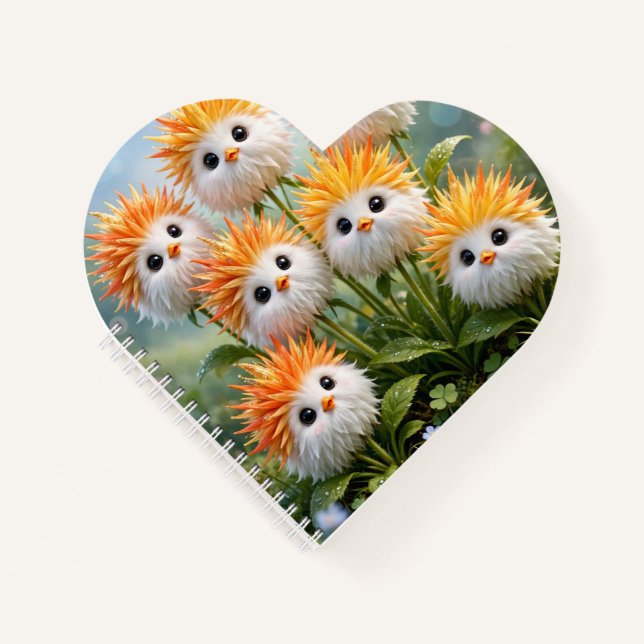 Cuaderno en espiral de flores de pollito de fantas (Anverso)