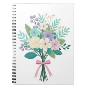 Cuaderno en espiral de flores florales pastel de g