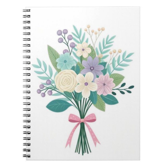 Cuaderno en espiral de flores florales pastel de g (Frente)