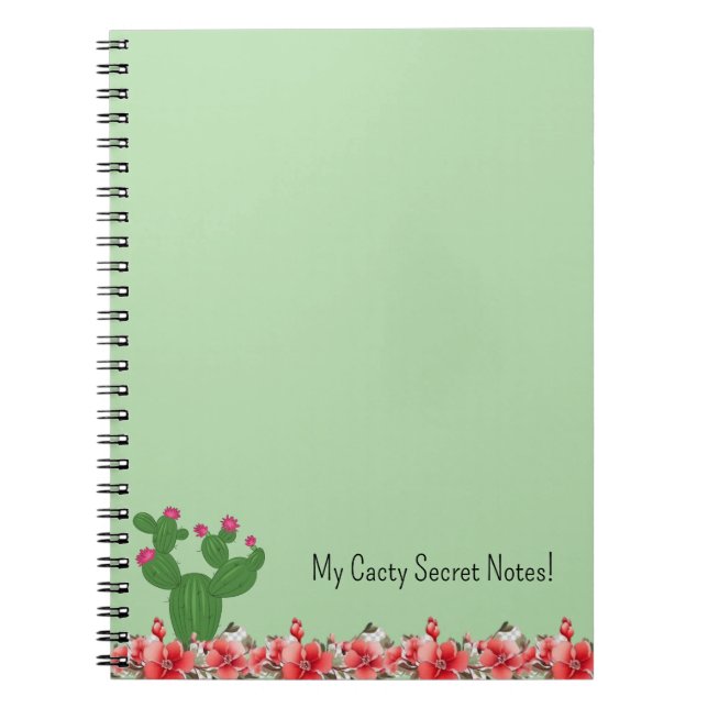 Cuaderno en espiral de flores naranjas de cactus v (Frente)