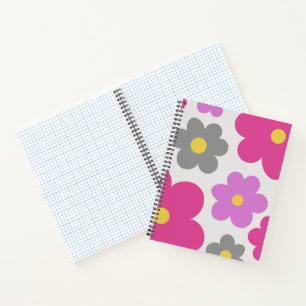 Cuaderno en espiral de flores rosadas y moradas li