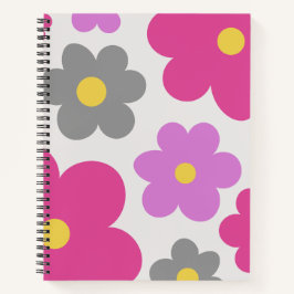 Cuaderno en espiral de flores rosadas y moradas li