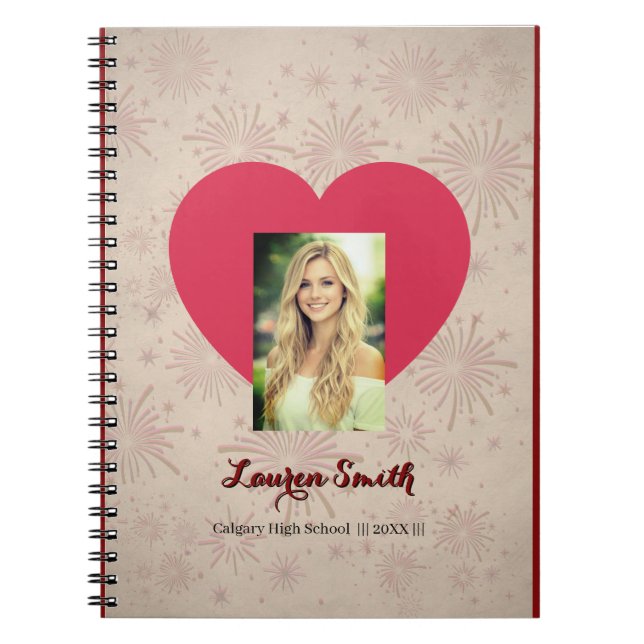 Cuaderno en espiral de foto de corazón personaliza (Frente)