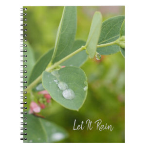 Cuaderno en espiral de fotos de gotas de lluvia en