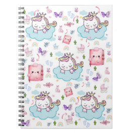 Cuaderno en espiral de gato arcoíris unicornio ros