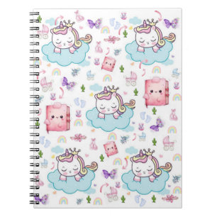 Cuaderno en espiral de gato arcoíris unicornio ros