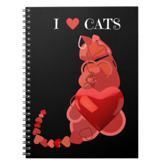 Cuaderno en espiral de gatos del corazón, portátil