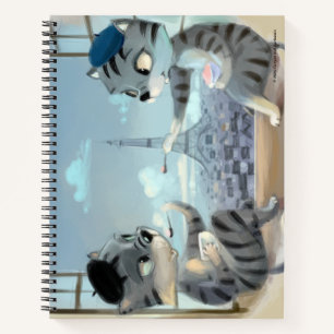 Cuaderno en espiral de gatos y Torre Eiffel - Parí