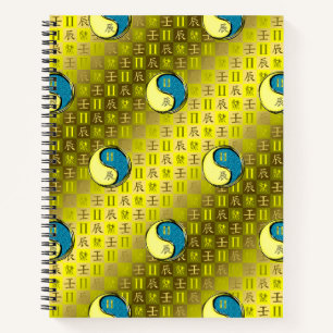 Cuaderno en espiral de Géminis y Dragón de Agua