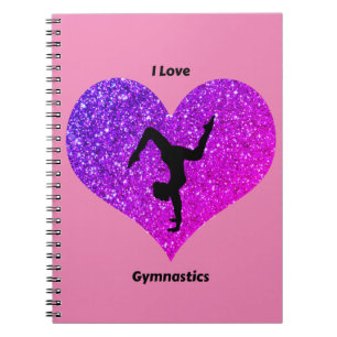 Cuaderno en espiral de gimnasia rosa púrpura para
