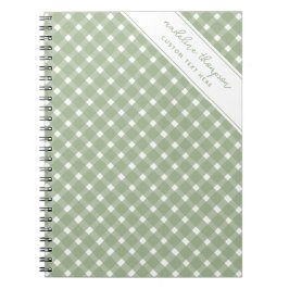 Cuaderno en espiral de gingham verde salvia básico