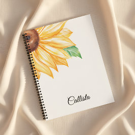 Cuaderno en espiral de girasol – Acuarela minimali