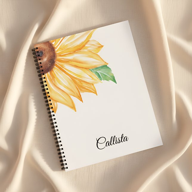 Cuaderno en espiral de girasol – Acuarela minimali (Subido por el creador)