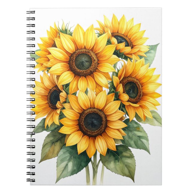 Cuaderno en espiral de girasol dorado (Frente)