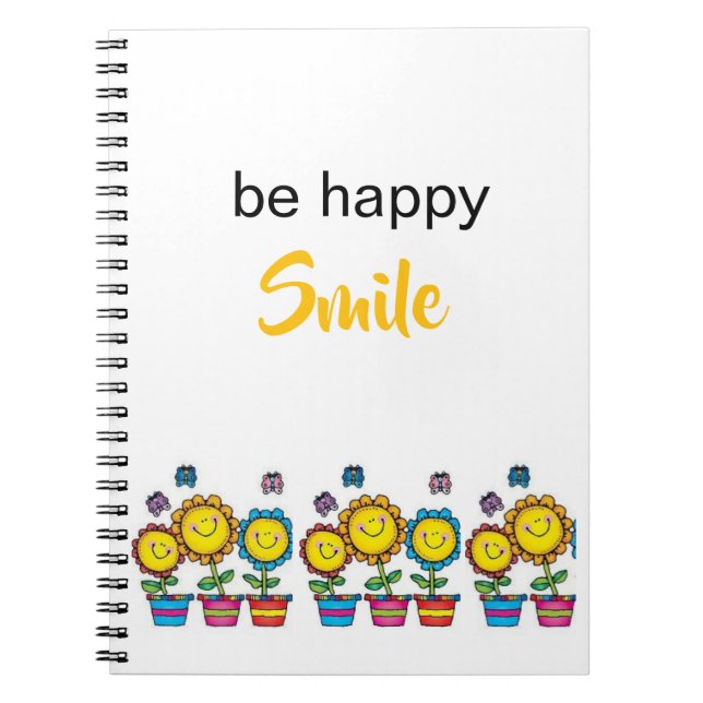 Cuaderno en espiral de girasoles Be Happy  (Frente)