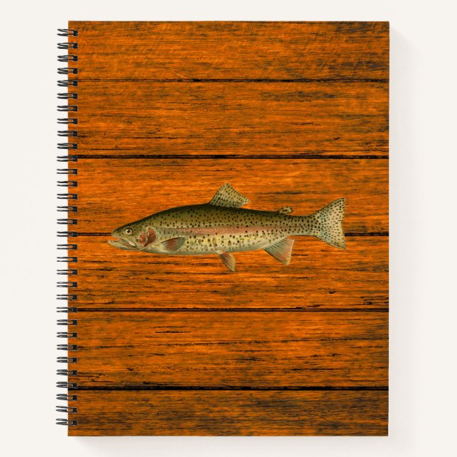Cuaderno en espiral de grano de madera de trucha a (Anverso)