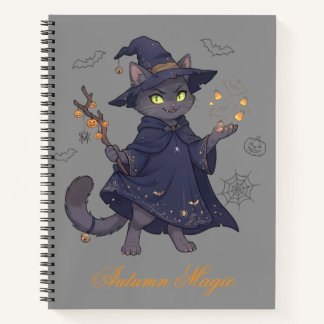 Cuaderno en espiral de Halloween de gato mágico li