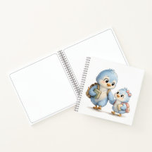 Cuaderno en espiral de hermanos de pájaro azul
