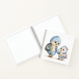 Cuaderno en espiral de hermanos de pájaro azul