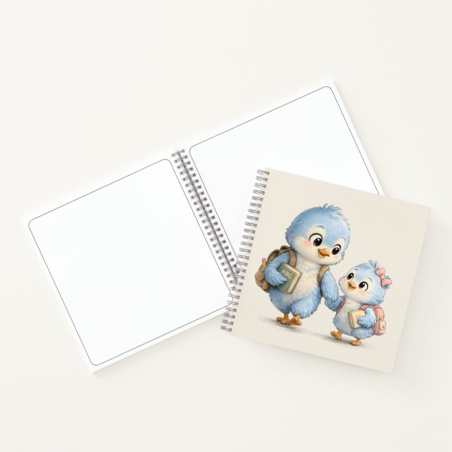 Cuaderno en espiral de hermanos pájaros azules lin (Interior)