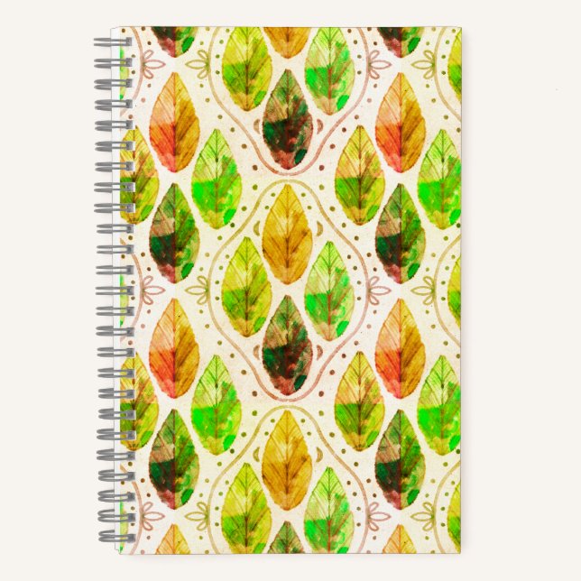 Cuaderno en espiral de hoja de otoño (Anverso)