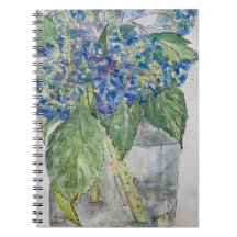 Cuaderno en espiral de Hortensias Azules en Agua