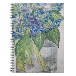 Cuaderno en espiral de Hortensias Azules en Agua
