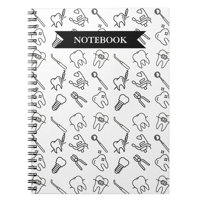 Cuaderno en espiral de iconos dentales de estética (Frente)