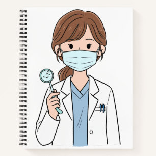 Cuaderno en espiral de ilustración linda de asiste